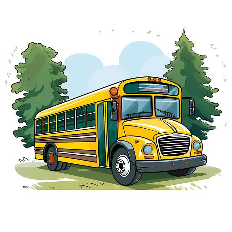 Yellow School Bus in a Scenic Outdoor Setting