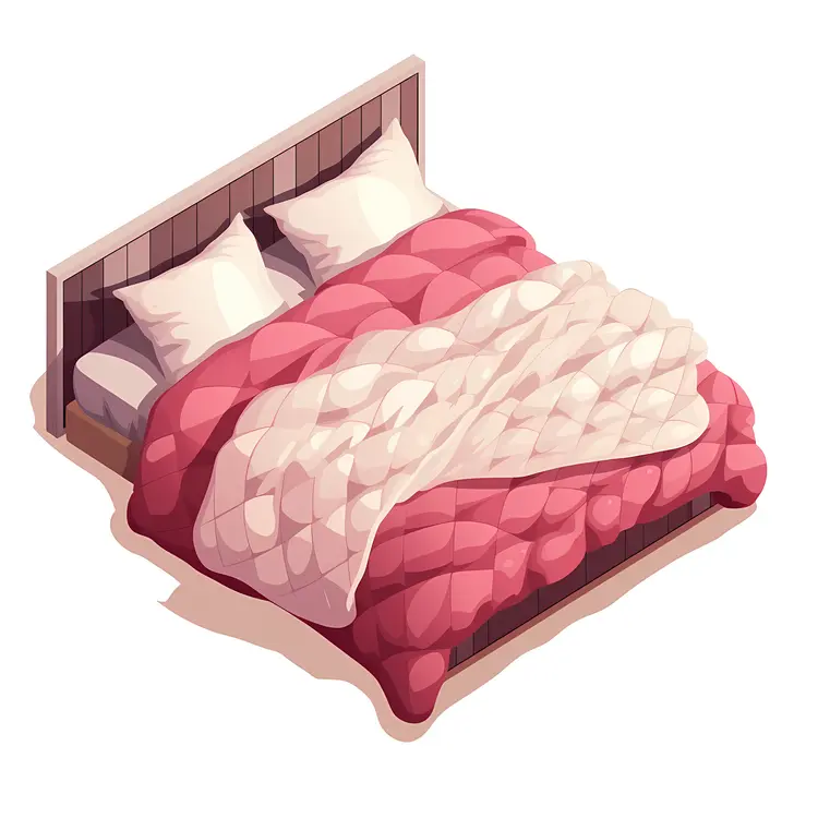 Modern Bed with Red and White Quilt