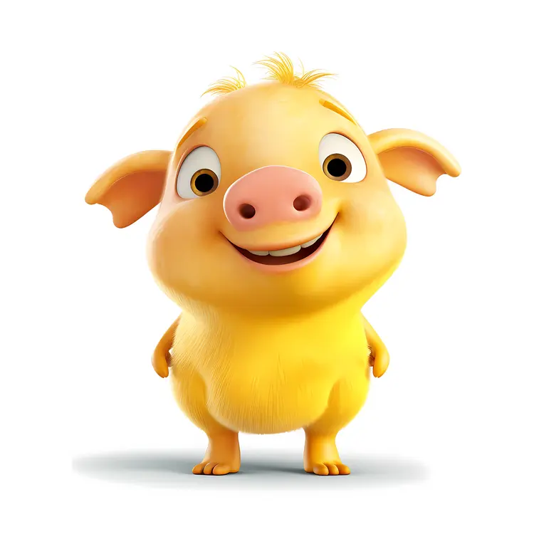 Smiling Yellow Pig Cartoon
