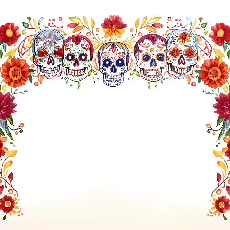 Colorful Decorative Skulls Illustration