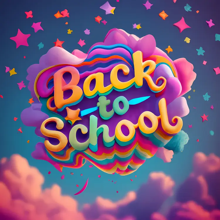 Colorful Back to School Text with Stars