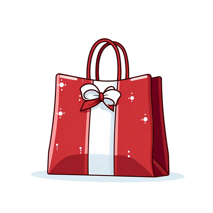 Red Gift Bag with Bow and Sparkles