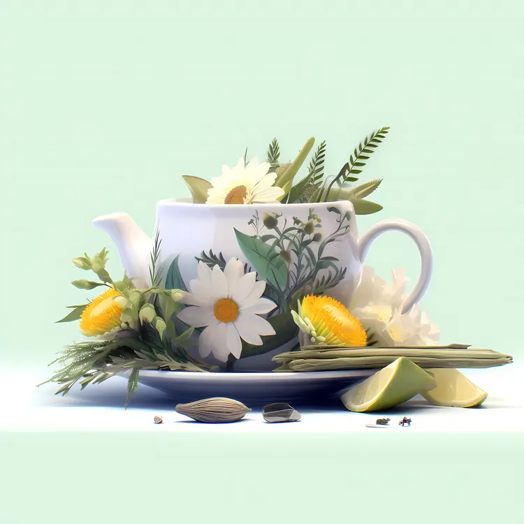 Herbal Tea with Fresh Flowers and Herbs
