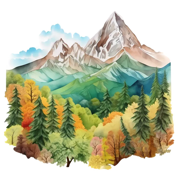 Autumn Mountain Landscape with Colorful Trees