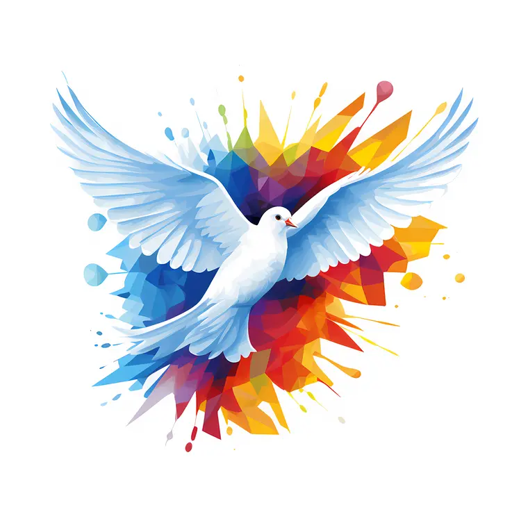 White Dove with Colorful Background