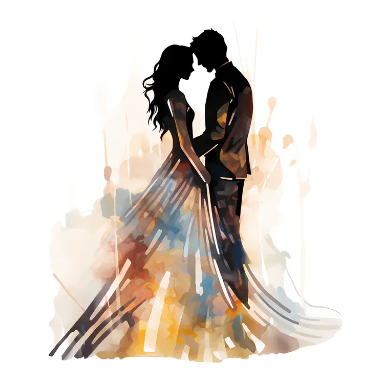Romantic Couple Silhouette in Warm Tones