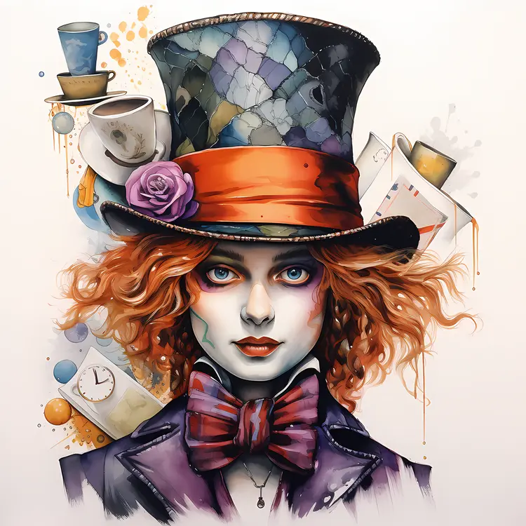 Mad Hatter with Teacups and Cards