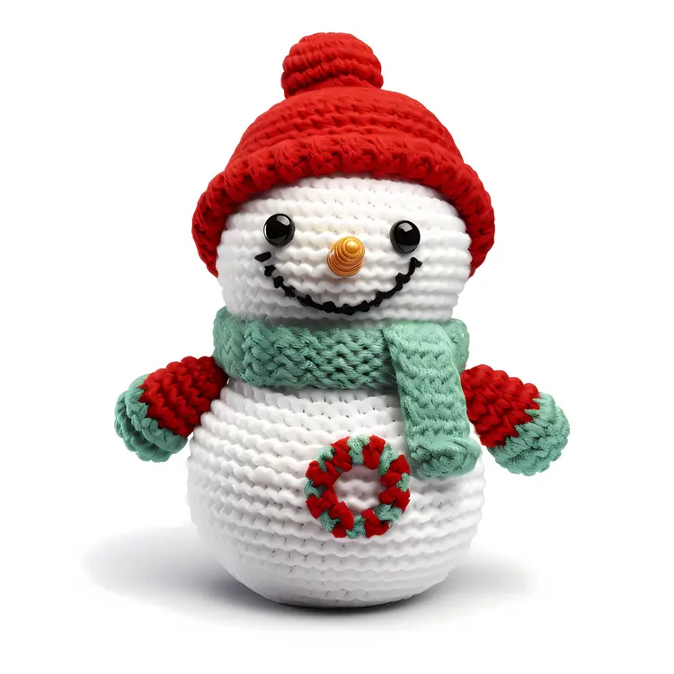 Snowman with Red Hat and Scarf