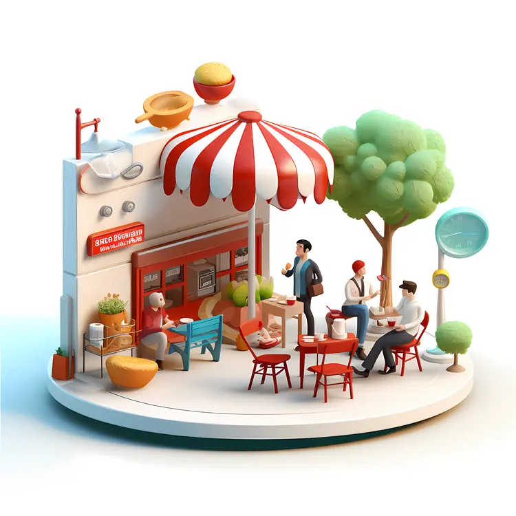 Street Cafe with People