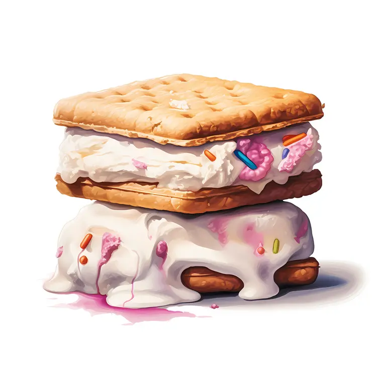 Melting Ice Cream Sandwich with Sprinkles