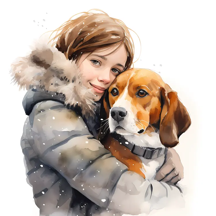 Girl Hugging Her Dog