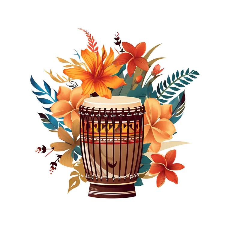 Floral Decorated Drum for Festive Celebrations