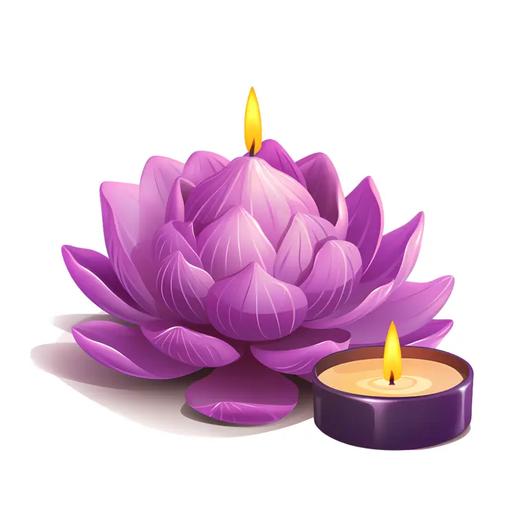 Purple Lotus Candle with Small Candle