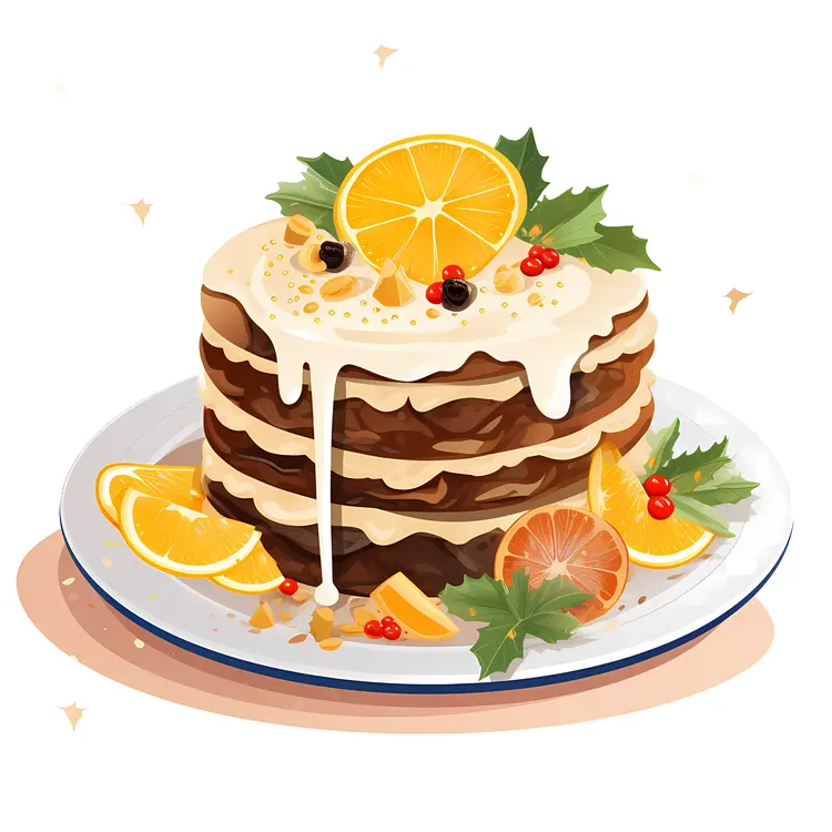 Stacked Pancakes with Orange Slices and Cream