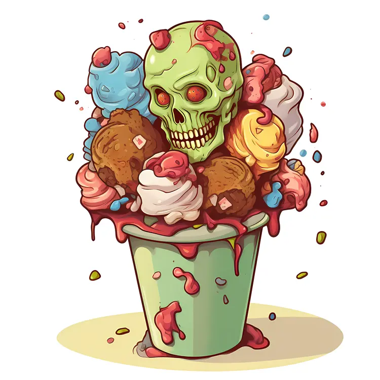 Creepy Skull Ice Cream for Halloween