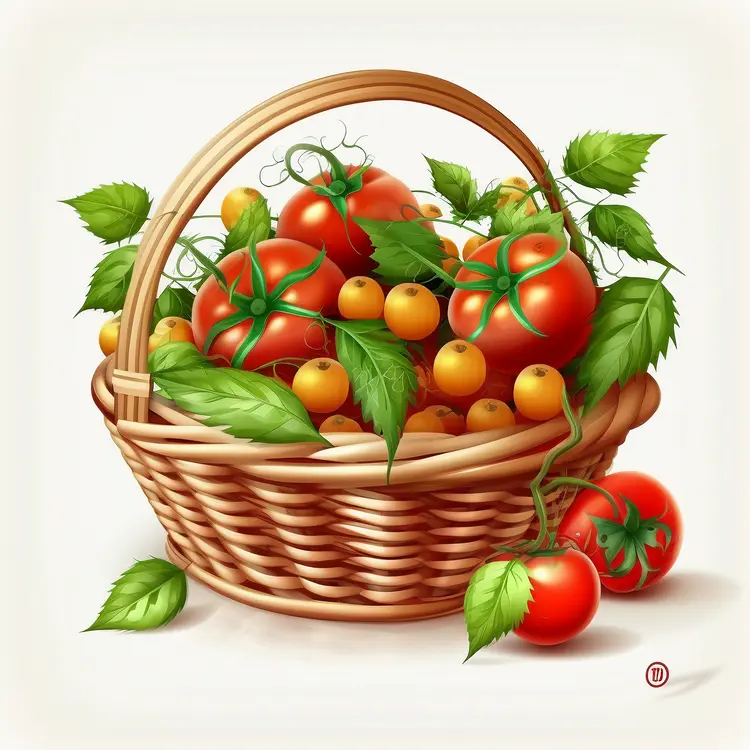 Fresh Basket of Tomatoes Illustration