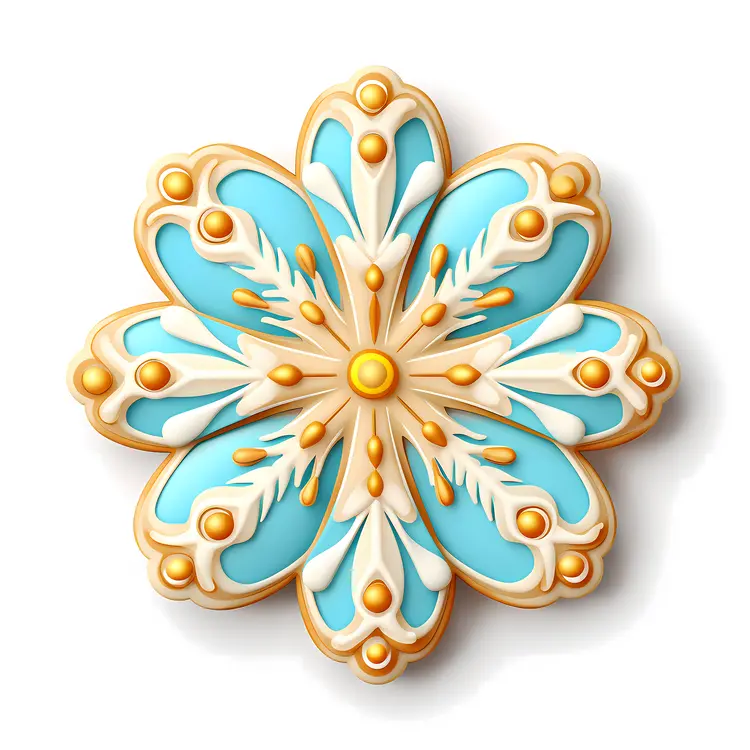 Beautifully Decorated Snowflake Cookie for Winter Holidays
