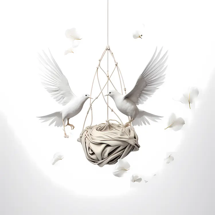 Elegant White Doves with Nest