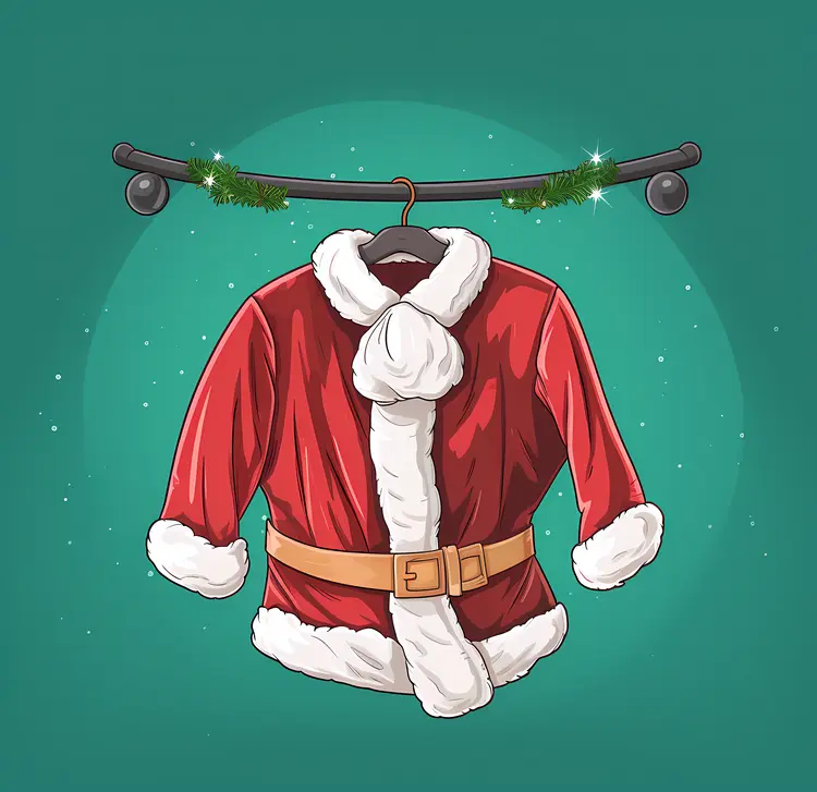 Red Santa Coat with Green Background