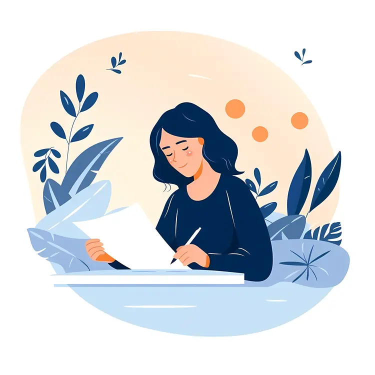 Girl Writing at Desk