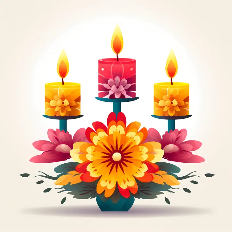 Beautiful Floral Candle Arrangement for Festive Celebrations