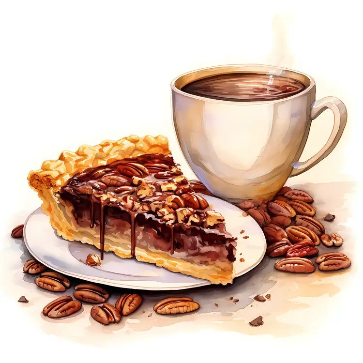 Delicious Pecan Pie with Coffee