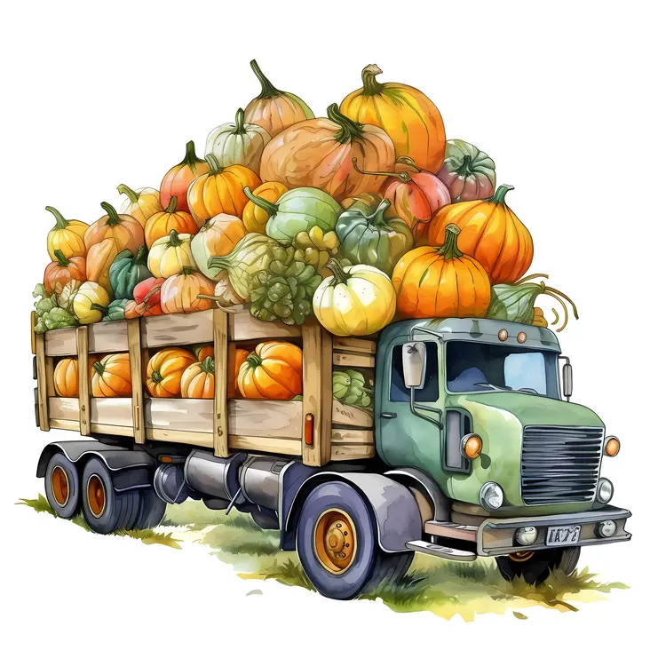 Harvest Truck Loaded with Pumpkins