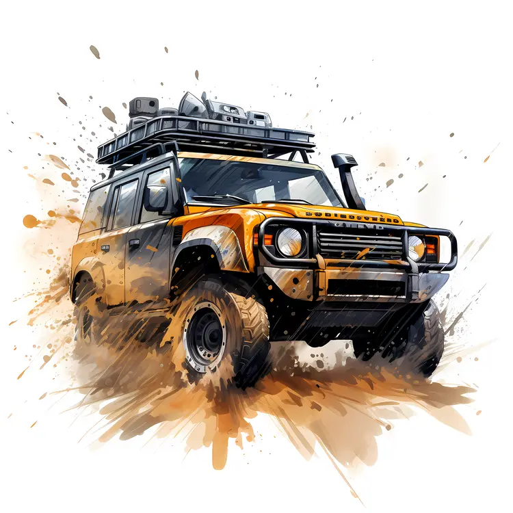 Yellow Off-Road Vehicle in Muddy Adventure
