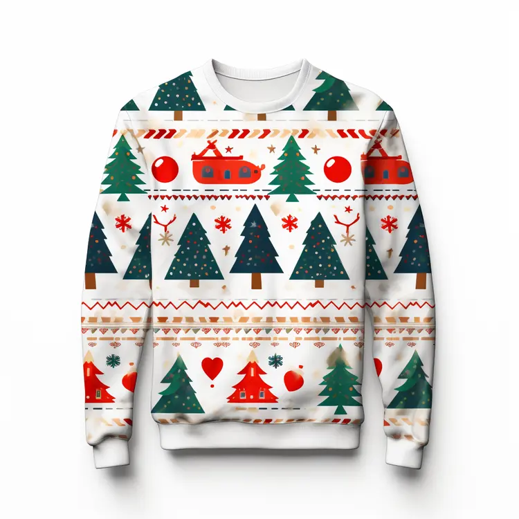 Festive Christmas Sweater with Holiday Patterns