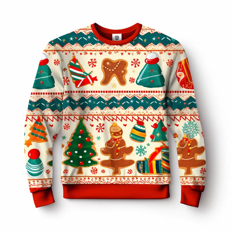 Festive Christmas Sweater with Holiday Designs