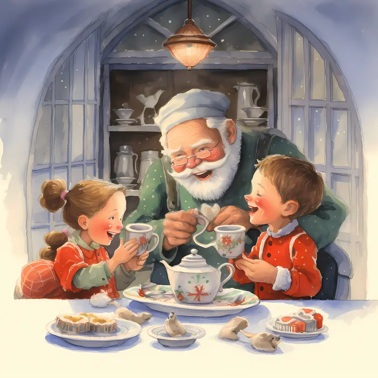 Santa Claus Having Tea with Children