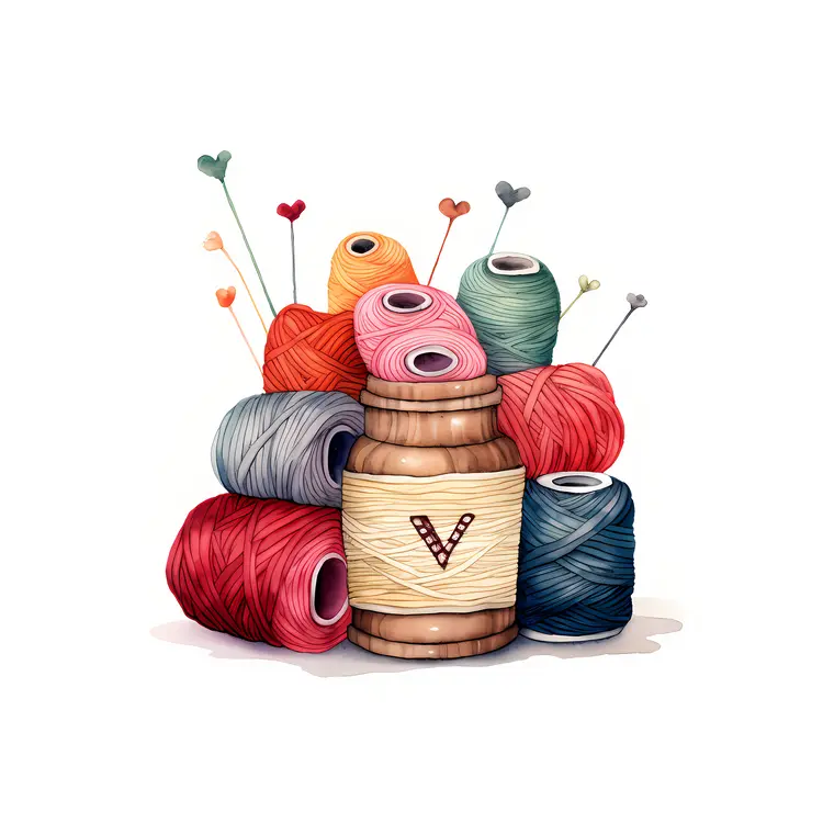Colorful Yarn Balls with Knitting Needles