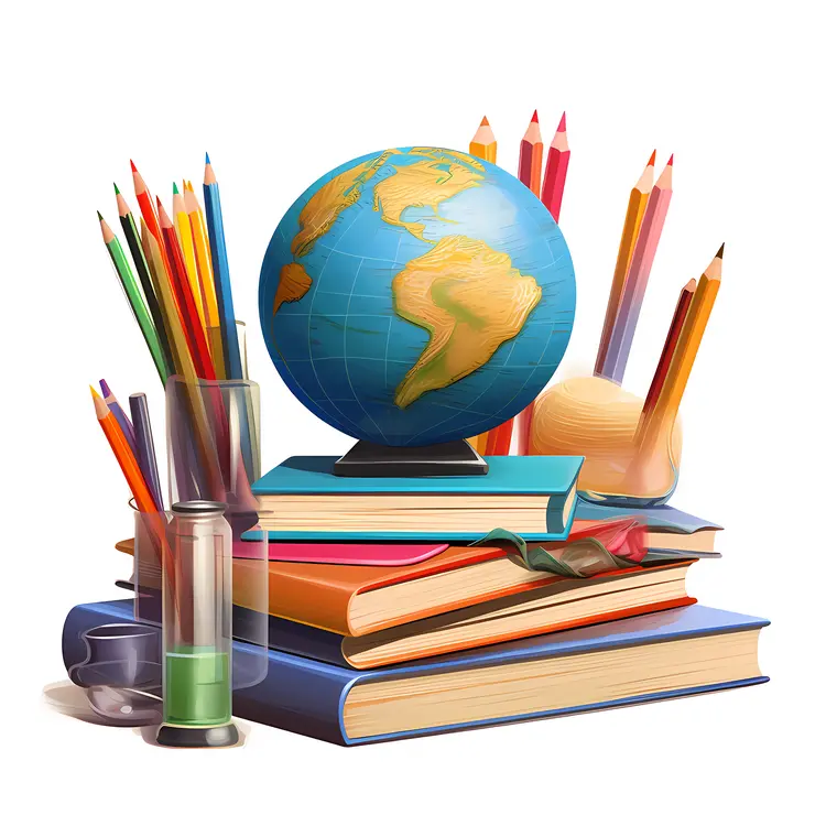 School Supplies with Globe and Books