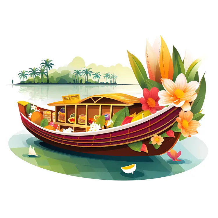 Beautiful Tropical Houseboat on a River