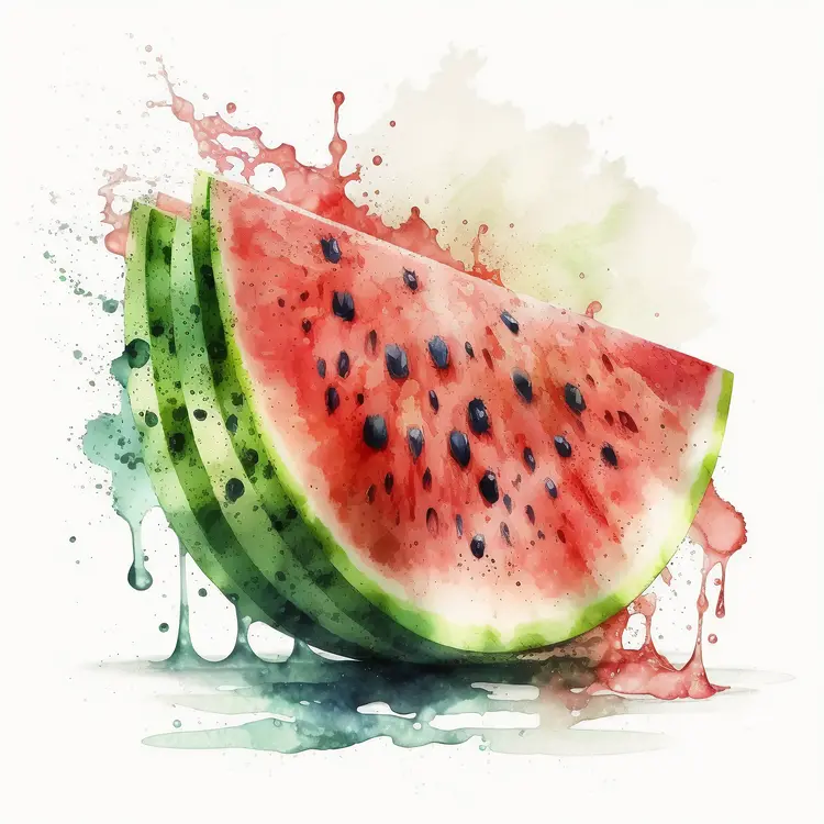 Juicy Watermelon Slice with Splash Effect