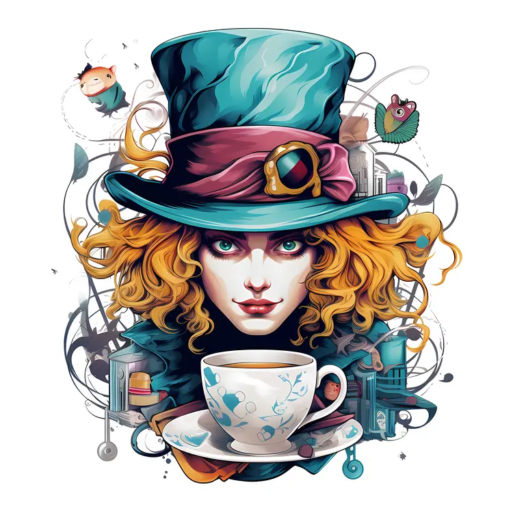 Mad Hatter with Tea Cup and Hat