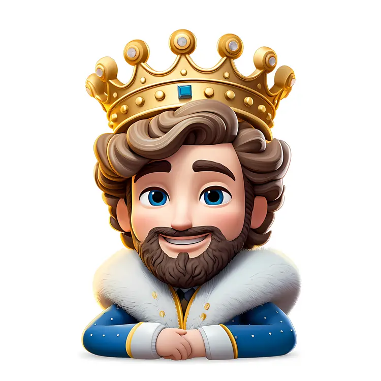 King with Golden Crown and Brown Beard