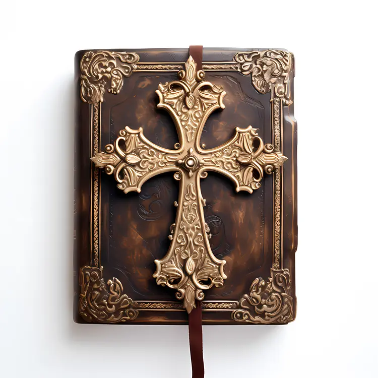 Antique Decorative Book with Golden Cross