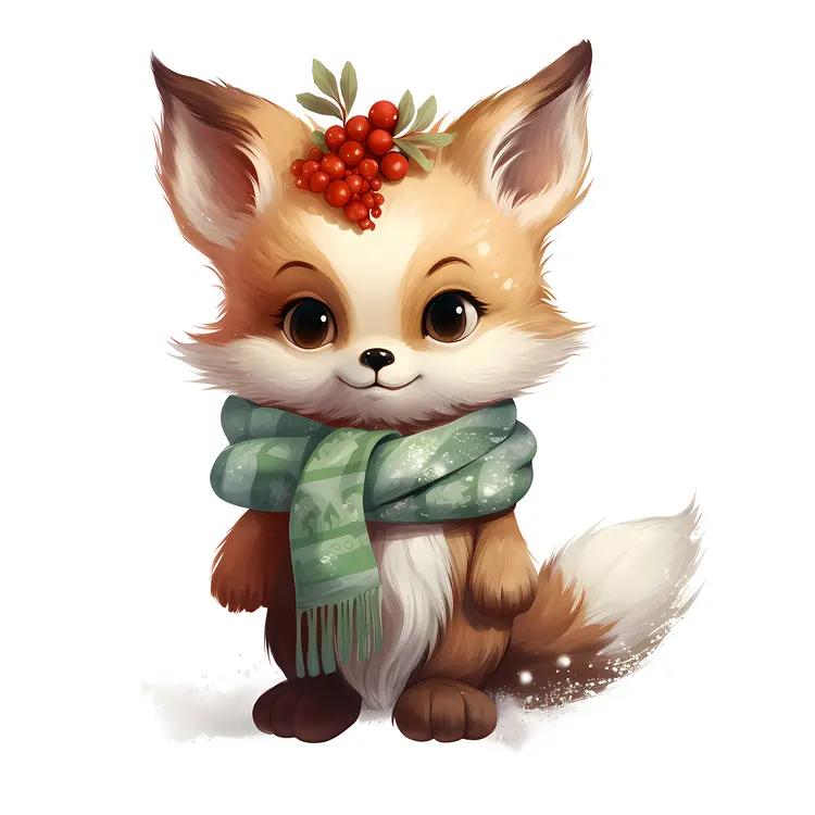 Adorable Fox in Winter Scarf