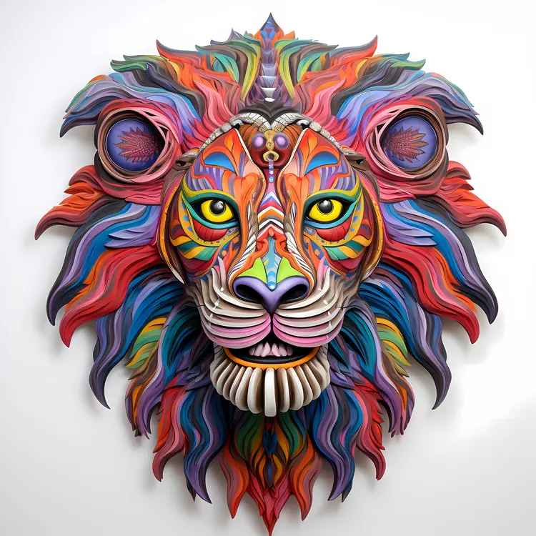 Colorful Lion with Intricate Patterns