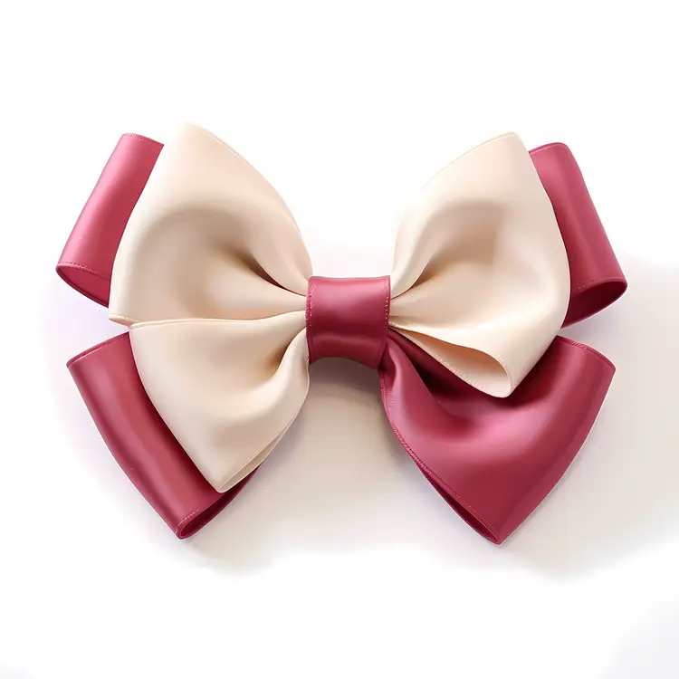 Pink and White Satin Bow