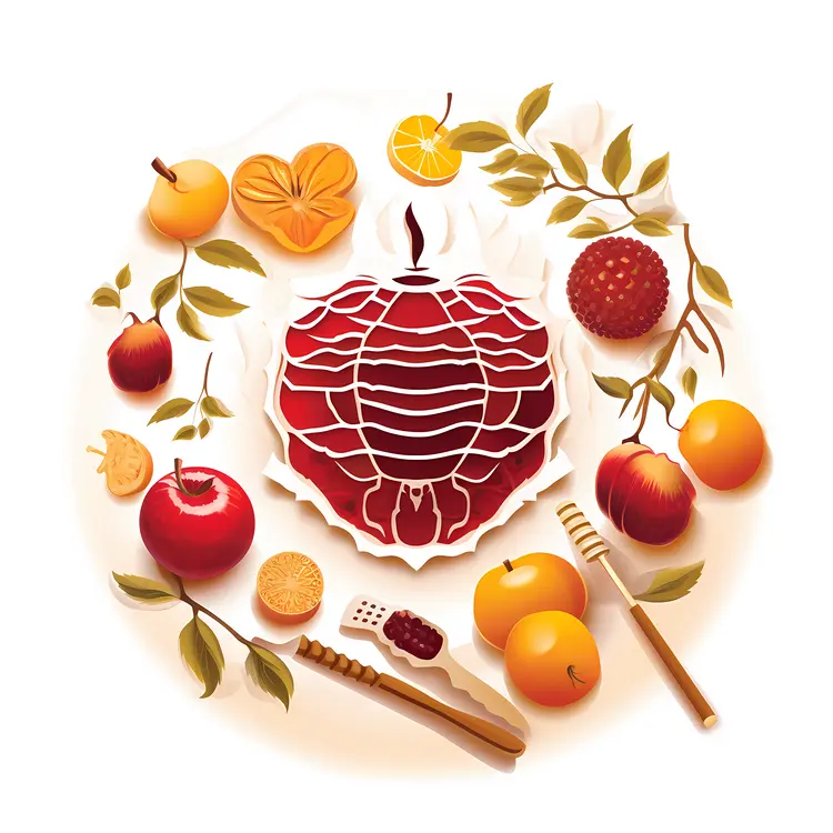 Pomegranate and Fruits for Rosh Hashanah Celebration