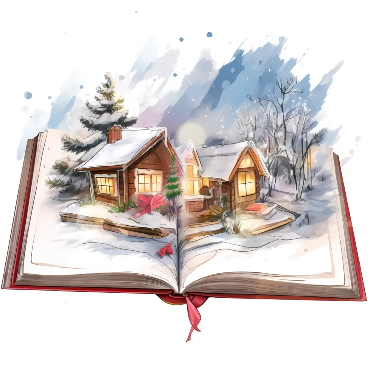 Snowy Cottages in a Book