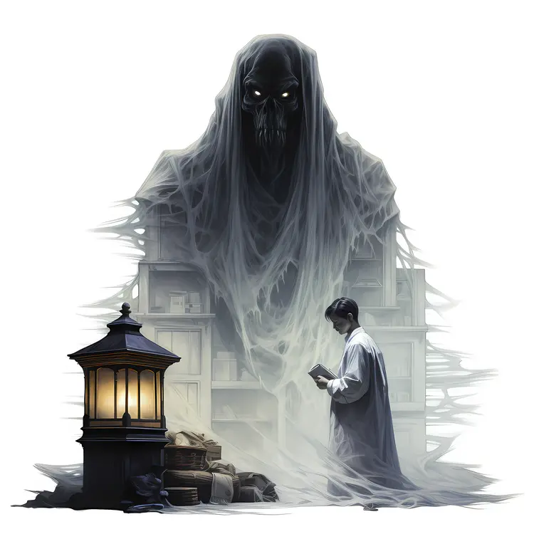 Spooky Ghost with Lantern