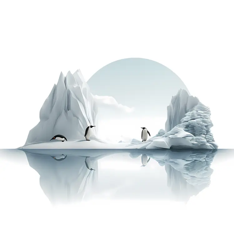 Penguins on Iceberg with Reflection