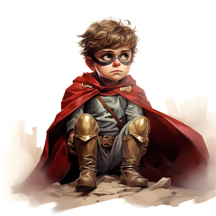Little Boy Superhero in Red Cape
