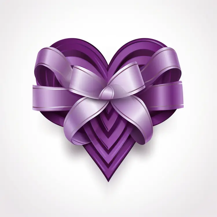 Beautiful Purple Heart with Ribbon for Valentine's Day