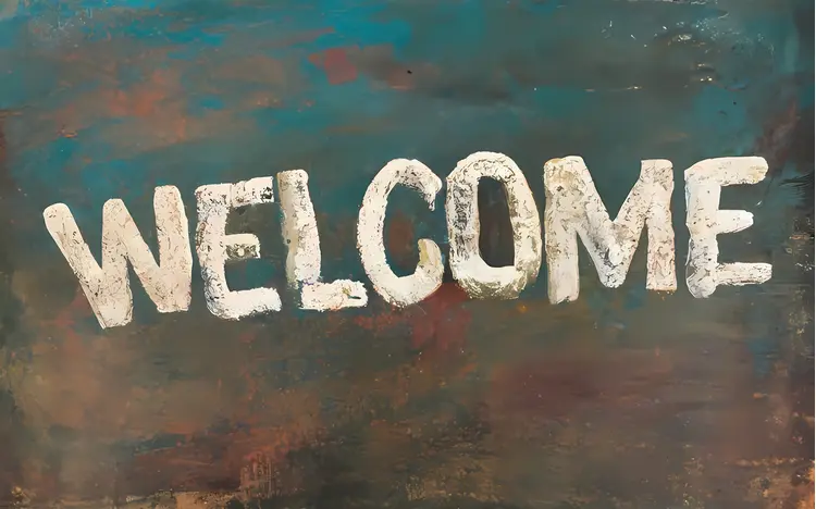 Rustic Welcome Text on Distressed Background