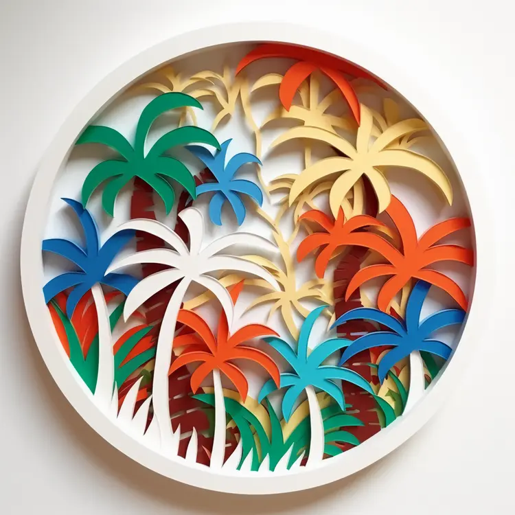 Colorful Palm Trees Symbol for Tropical Paradise