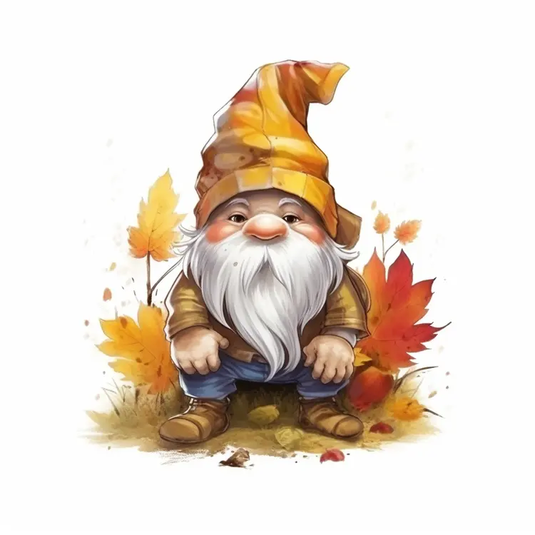 Cute Gnome with Autumn Leaves for Thanksgiving